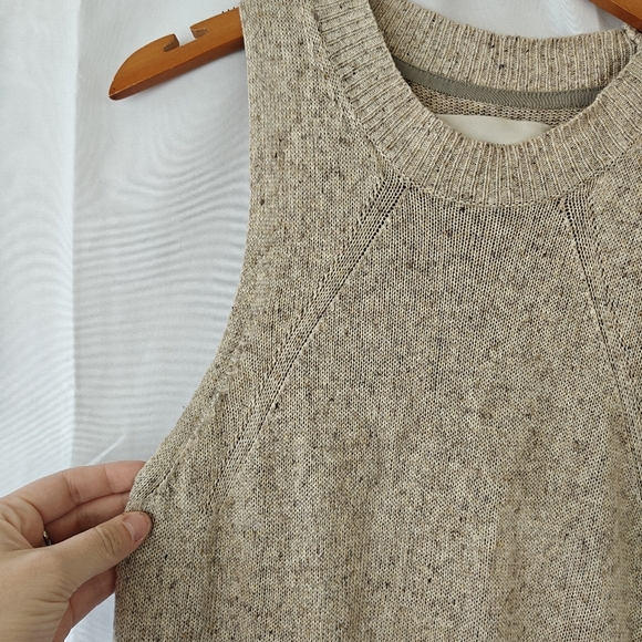 Brochu Walker Hi Low Sleeveless Linen Blend Beige Speckled Sweater Size Small - Picture 4 of 10
